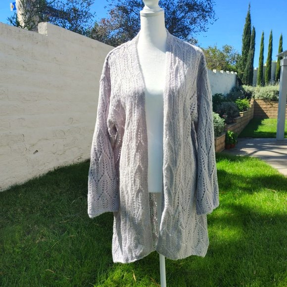 NWT H&M DIVIDED Asymmetric Lace Pattern-knit Open Front Cardigan Sweater. S - Picture 2 of 7